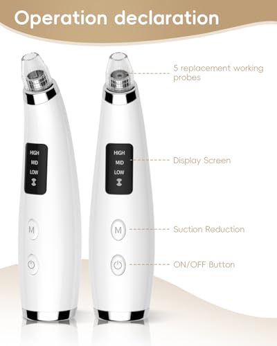Blackhead Remover Pore Vacuum with 3 Suction Levels 5 Probes