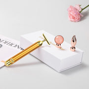 Gold T Shape Facial Massager for Skin Care and Face Lifting