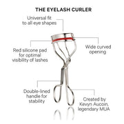 Wide Opening Stainless Steel Eyelash Curler with Red Cushions