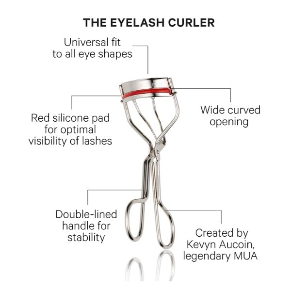 Wide Opening Stainless Steel Eyelash Curler with Red Cushions