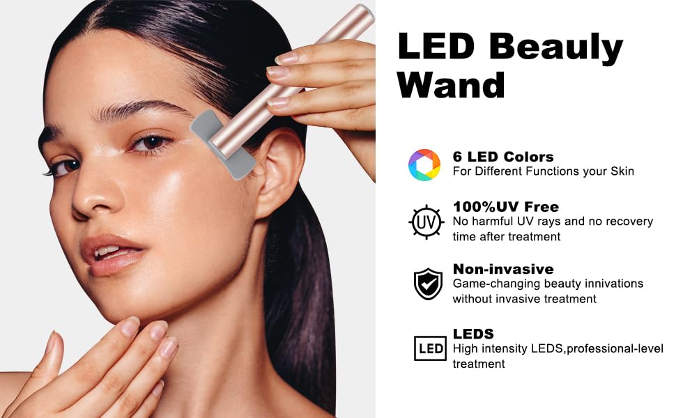 6 in 1 Red Light Facial Wand with Microcurrent Thermal Massage