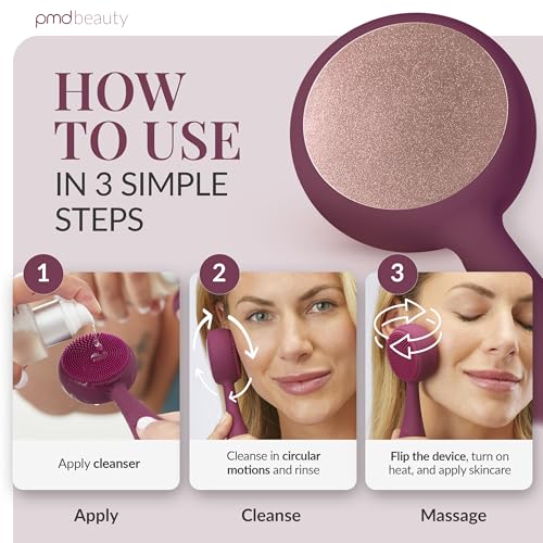 Heated Silicone Facial Cleansing Brush with Metal Massager