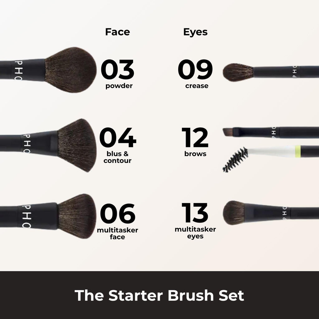 Starter Makeup Brush Set with Face Eye Brushes and Bag