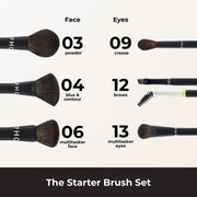 Starter Makeup Brush Set with Face Eye Brushes and Bag