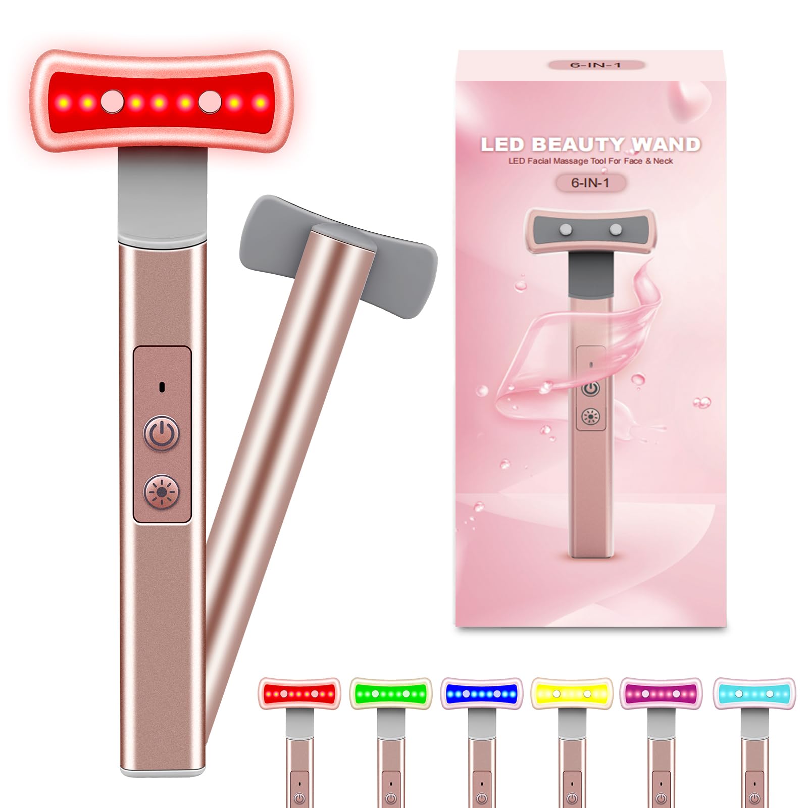 6 in 1 Red Light Facial Wand with Microcurrent Thermal Massage