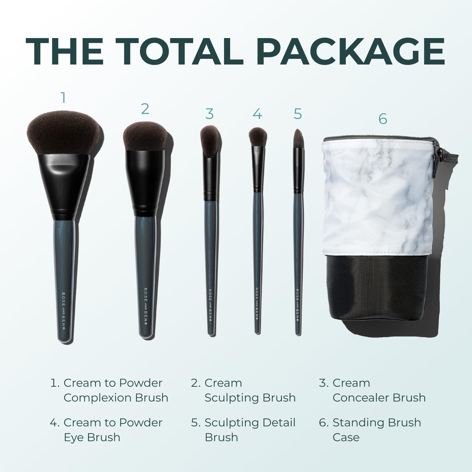 5 Piece Makeup Brush Set with Travel Case