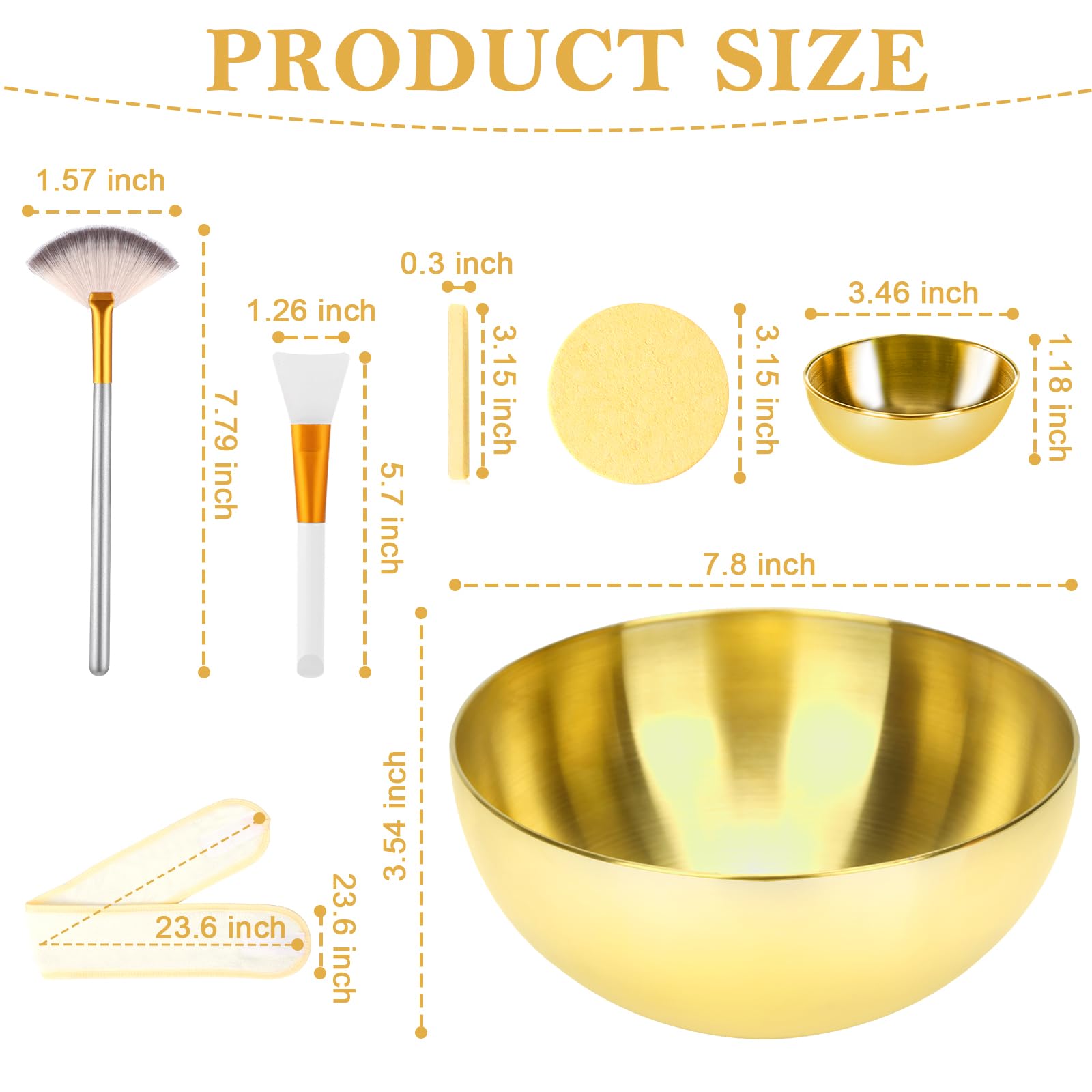Gold Esthetician Facial Mask Mixing Set with Brushes and Sponges
