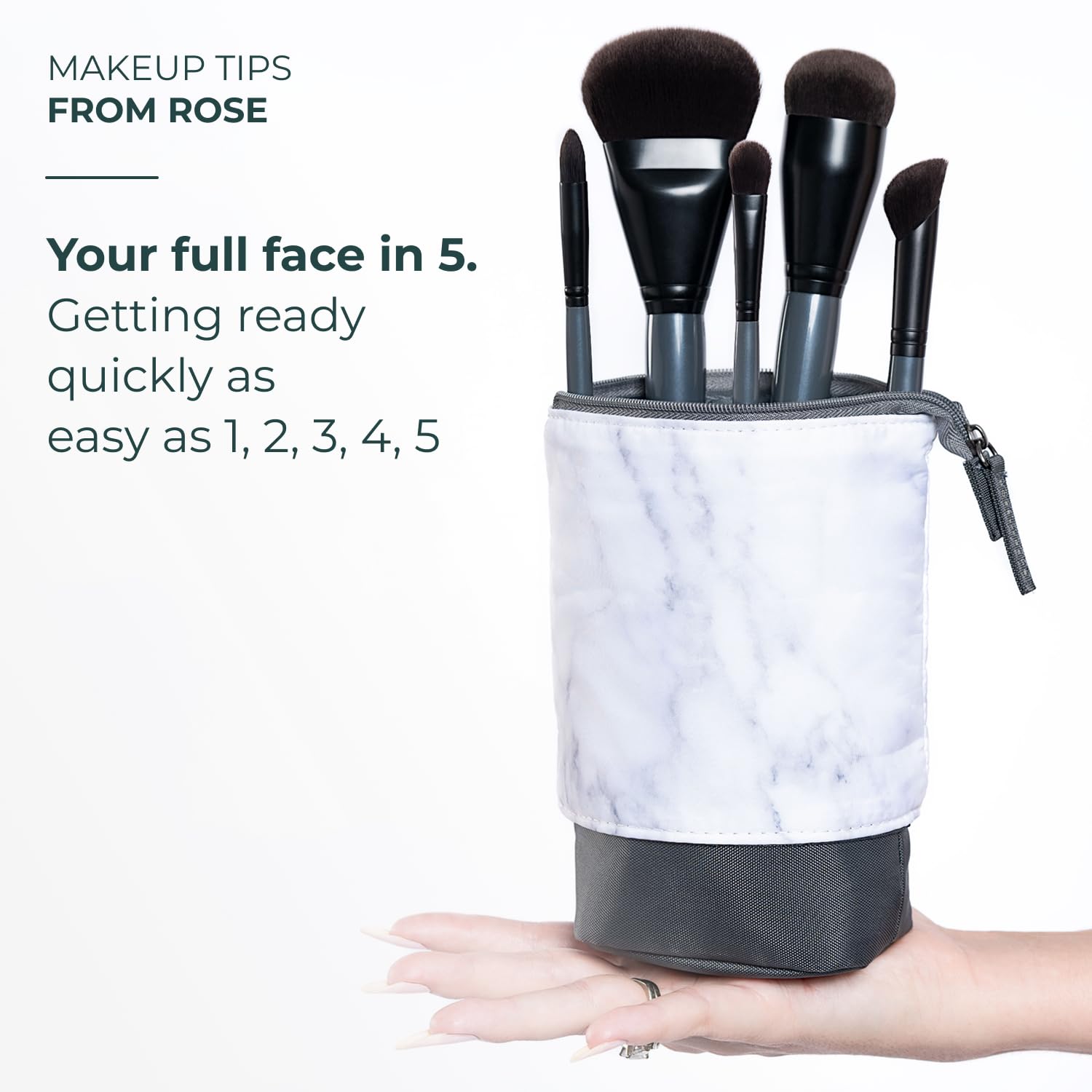 5 Piece Makeup Brush Set with Travel Case