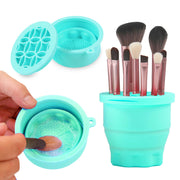 Makeup Brush Cleaner Mat with Storage Holder 2 in 1 Tool