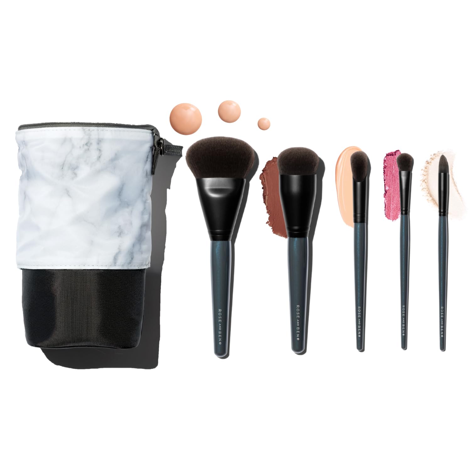 5 Piece Makeup Brush Set with Travel Case