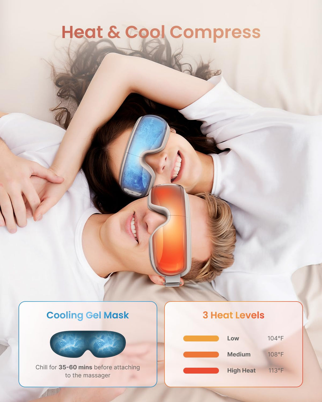 Eye Massager with Heat Cooling Voice Control and Temple Care