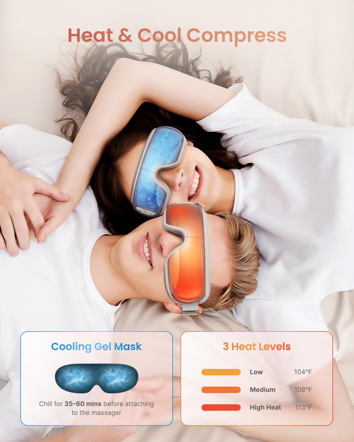 Eye Massager with Heat Cooling Voice Control and Temple Care