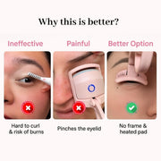 Wide Angle Rim Free Eyelash Curler for All Eye Shapes No Pinch