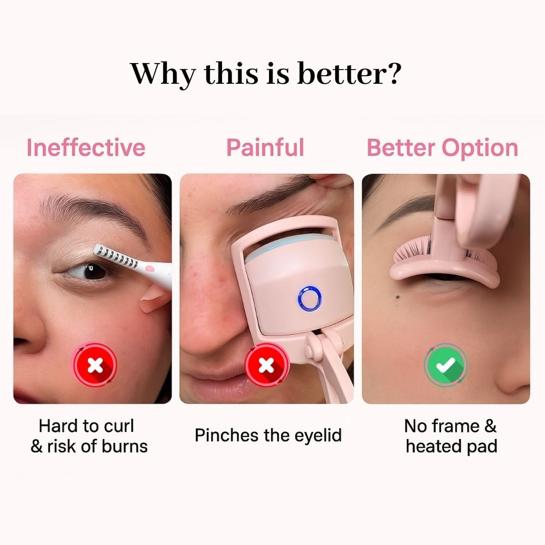Wide Angle Rim Free Eyelash Curler for All Eye Shapes No Pinch