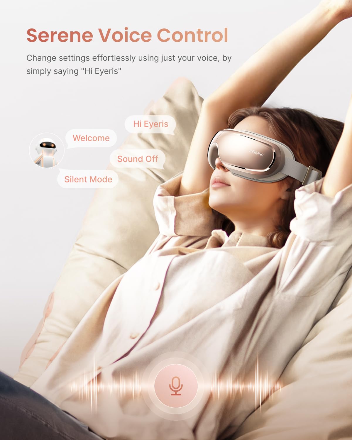 Eye Massager with Heat Cooling Voice Control and Temple Care