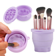 Makeup Brush Cleaner Mat with Storage Holder 2 in 1 Tool