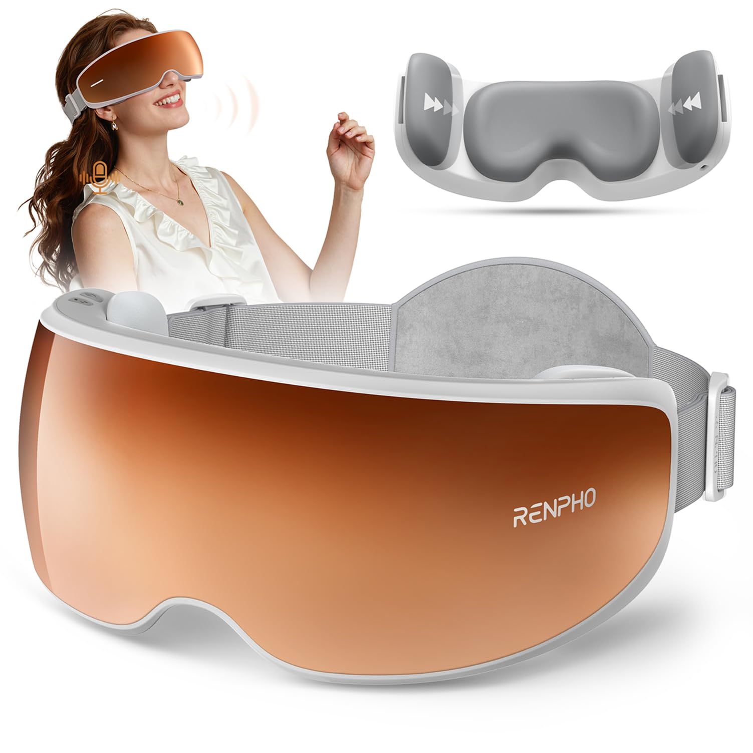 Eye Massager with Heat Cooling Voice Control and Temple Care