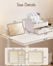PU Leather Makeup Organizer with Drawers and Cosmetic Storage