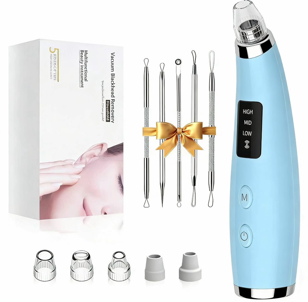 Blackhead Remover Pore Vacuum with 3 Suction Levels 5 Probes