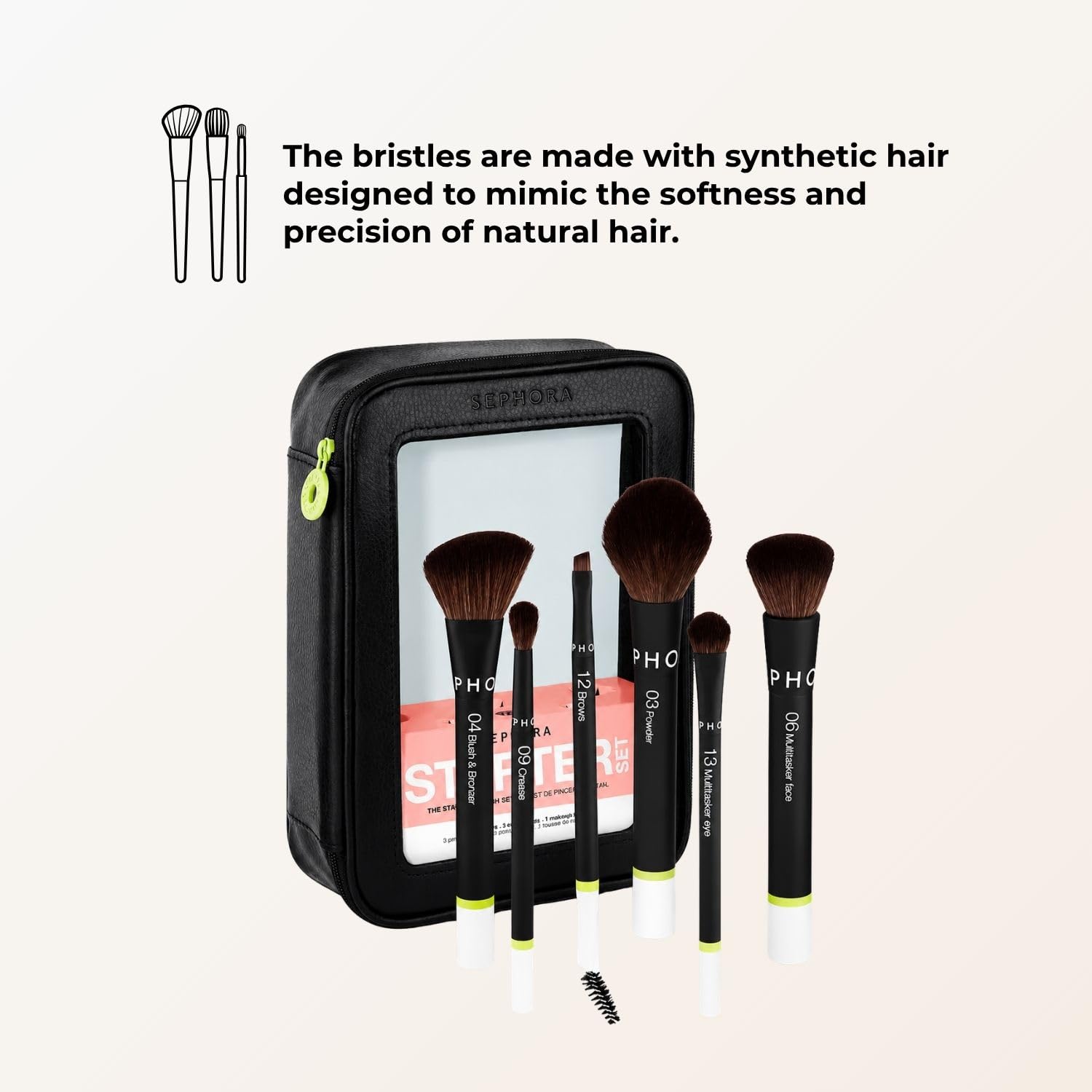 Starter Makeup Brush Set with Face Eye Brushes and Bag