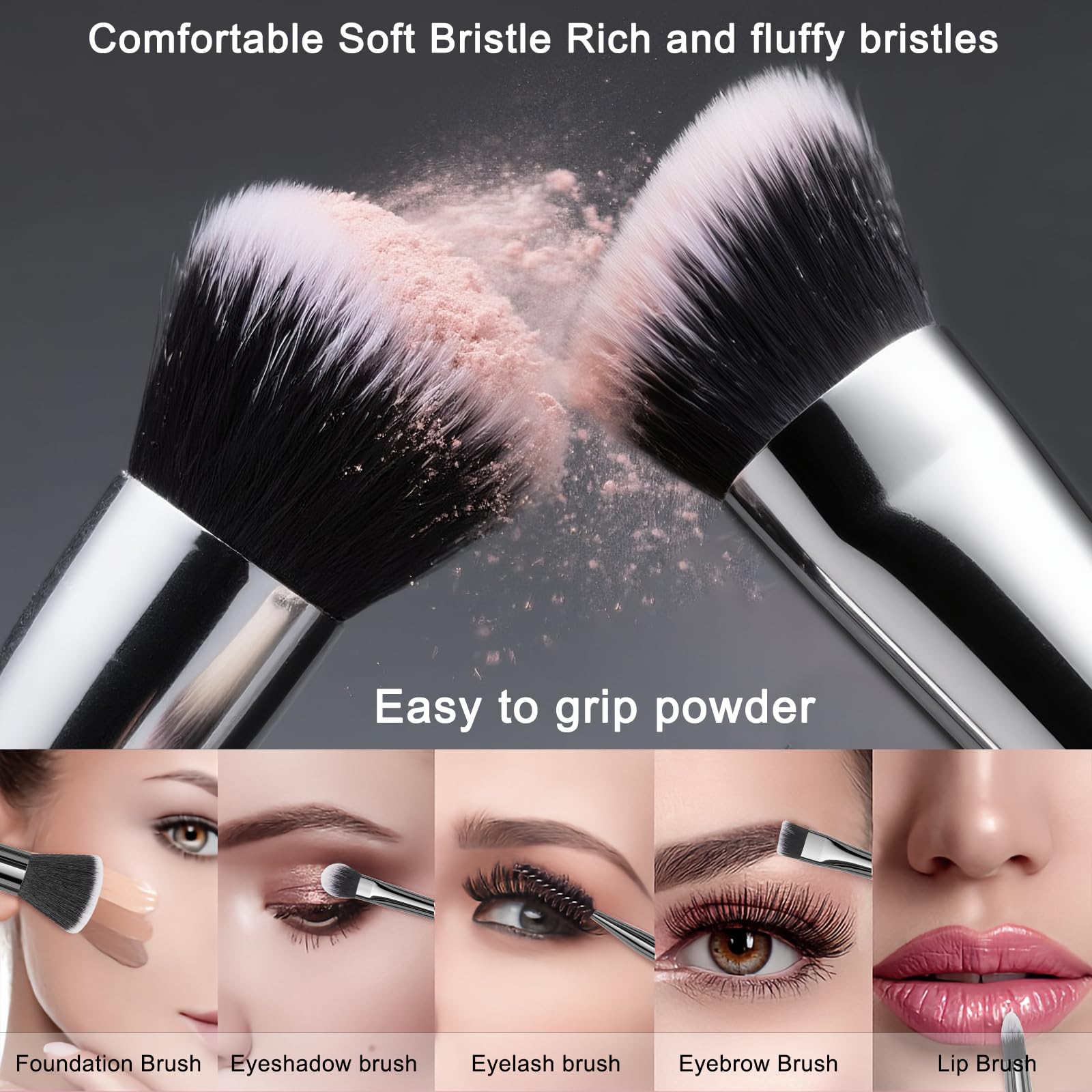 18 Piece Makeup Brush Set with Travel Holder Case
