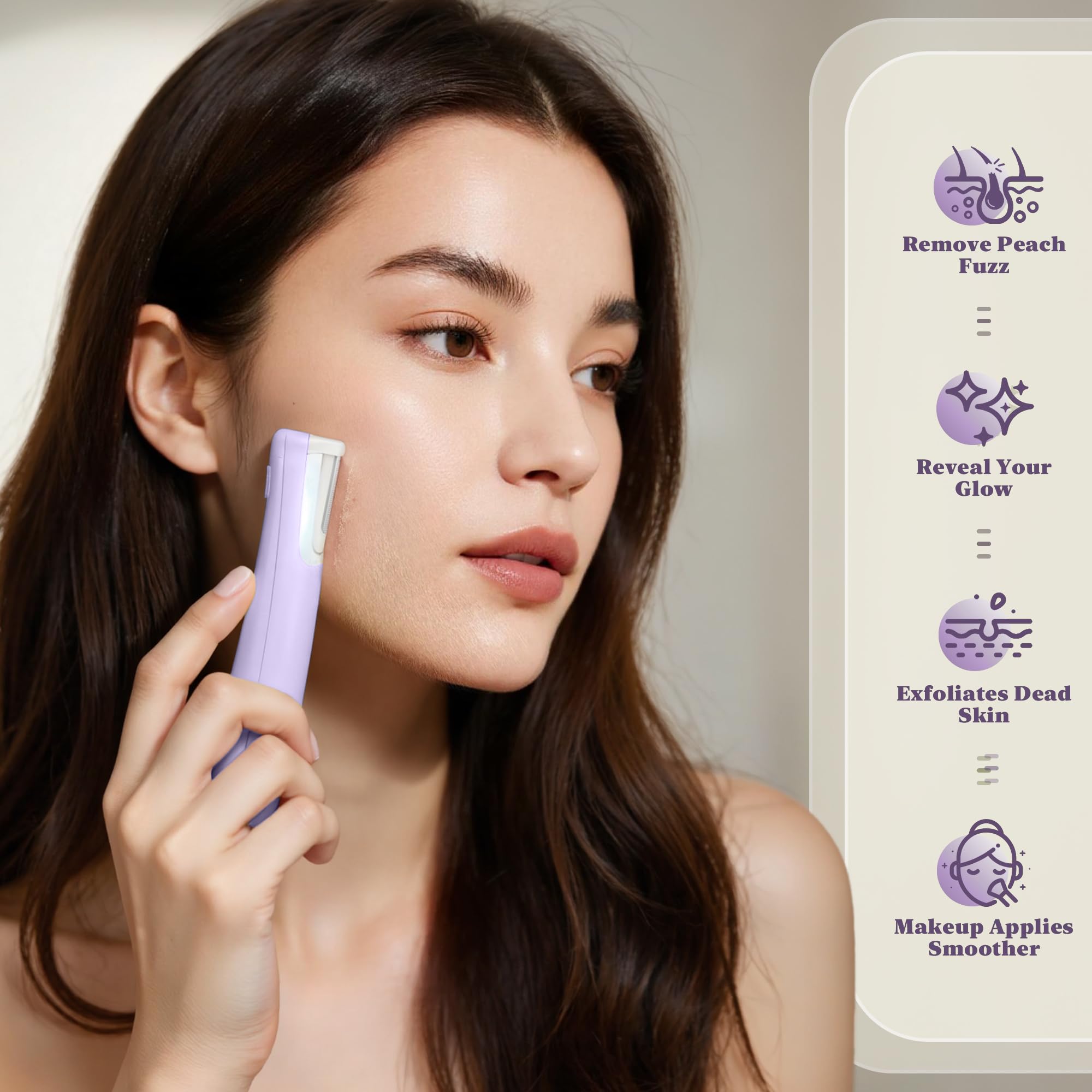 Rechargeable Sonic Facial Dermaplaning Tool with LED Light