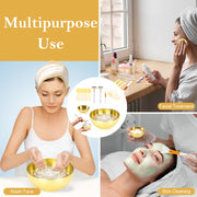 Gold Esthetician Facial Mask Mixing Set with Brushes and Sponges