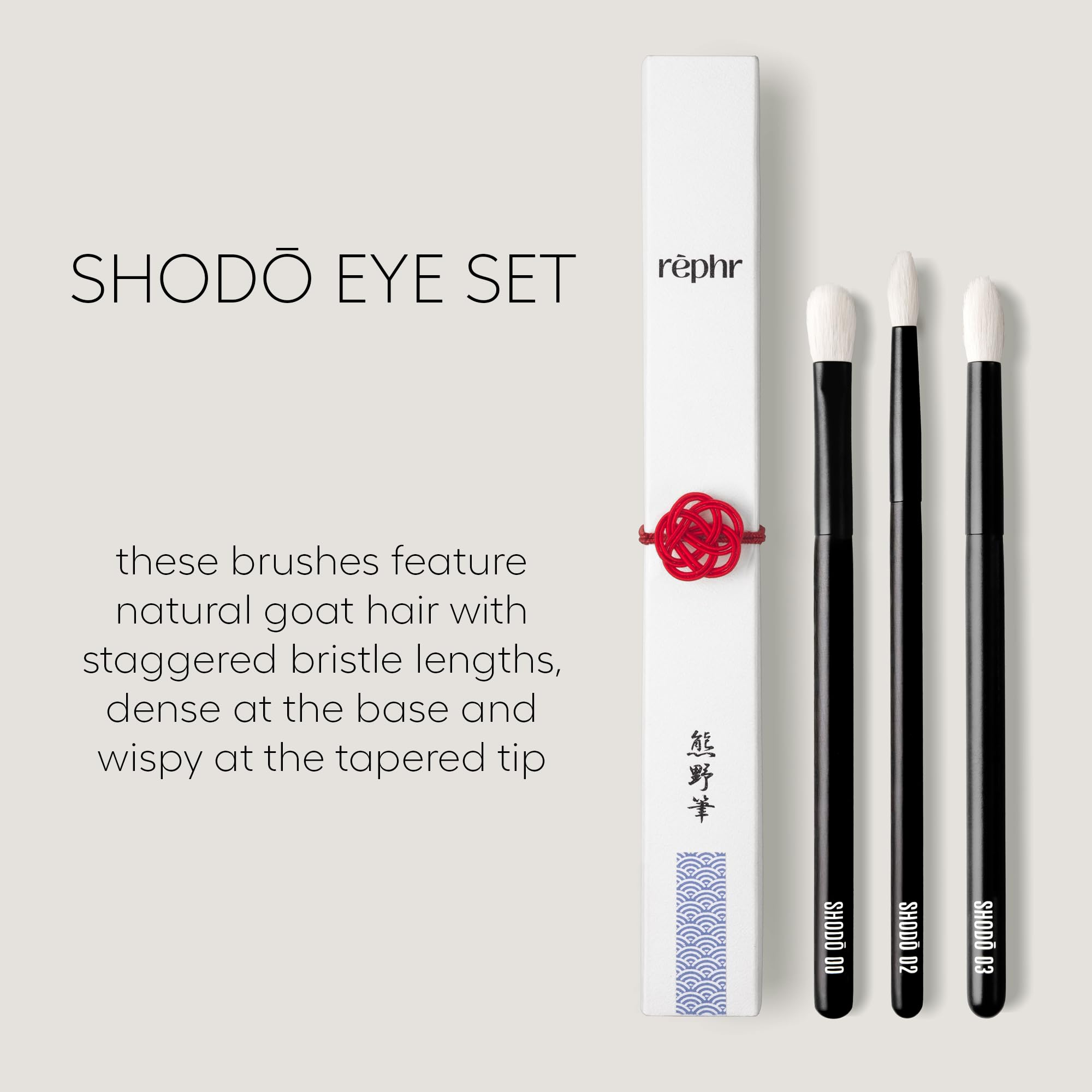 Handmade Japanese Shodo Eye Brush Set with Goat Hair for Detail