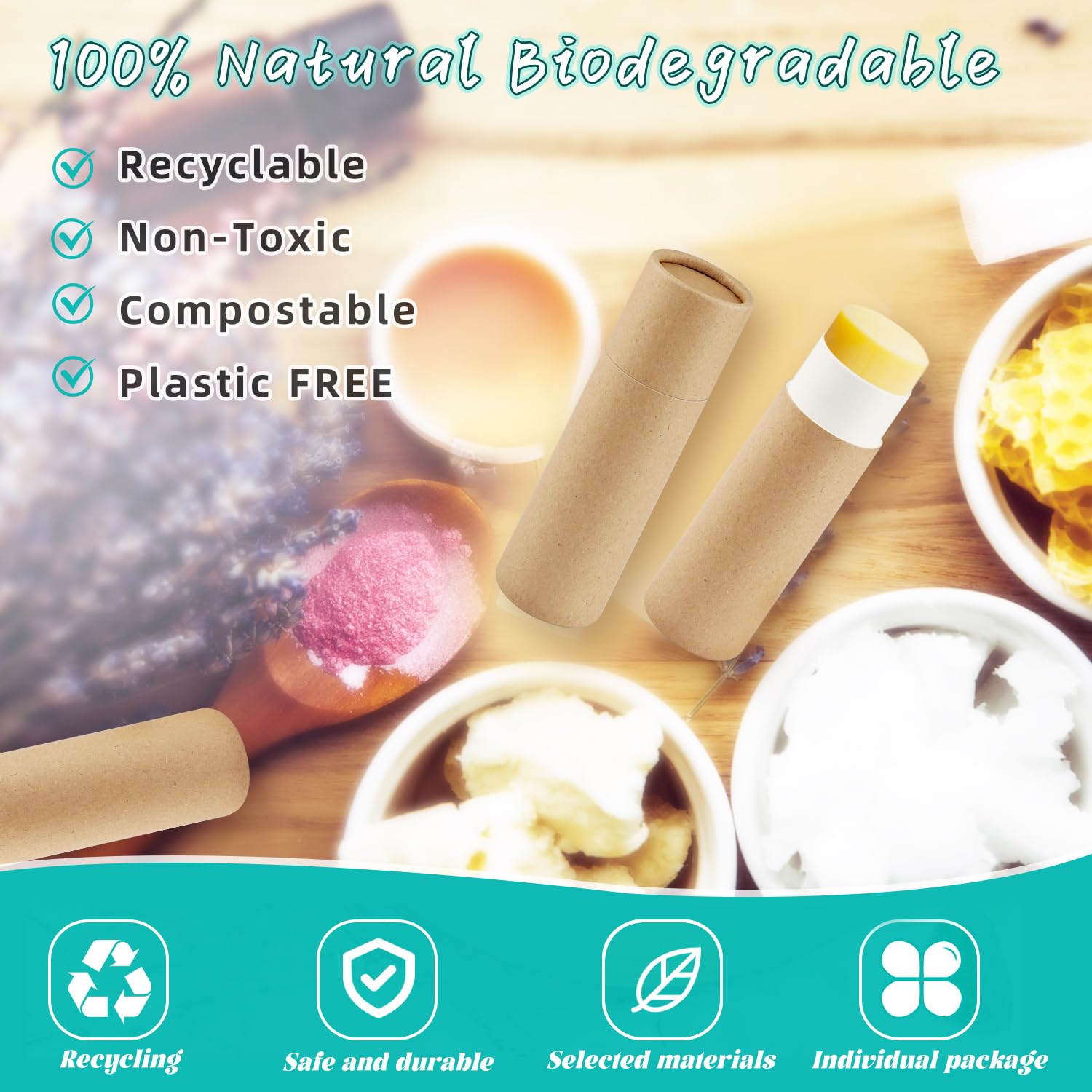 Biodegradable Kraft Paper Lip Balm Tubes for Balm and Solid Perfume