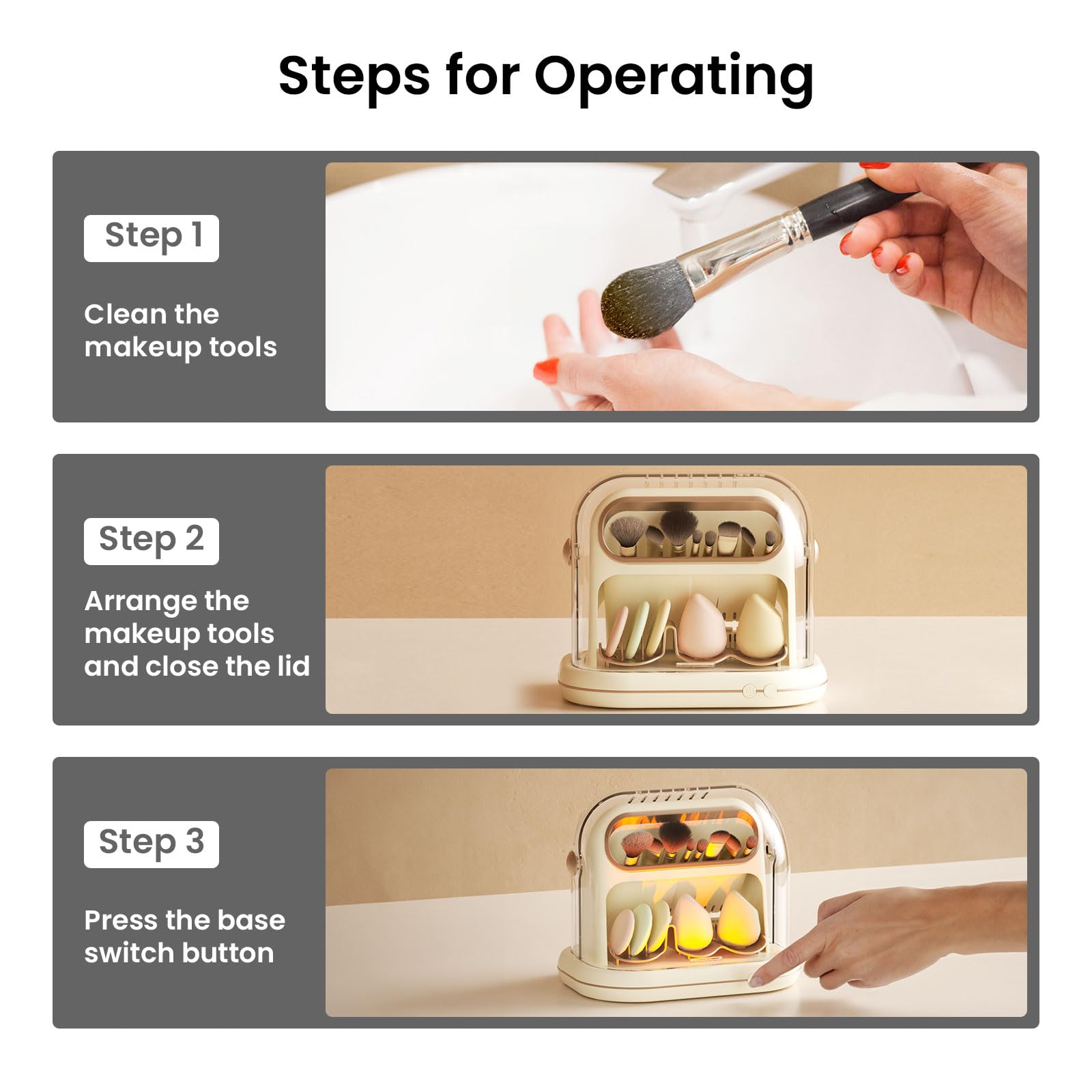 Automatic Electric Makeup Brush Dryer Storage and Cleaning Tool