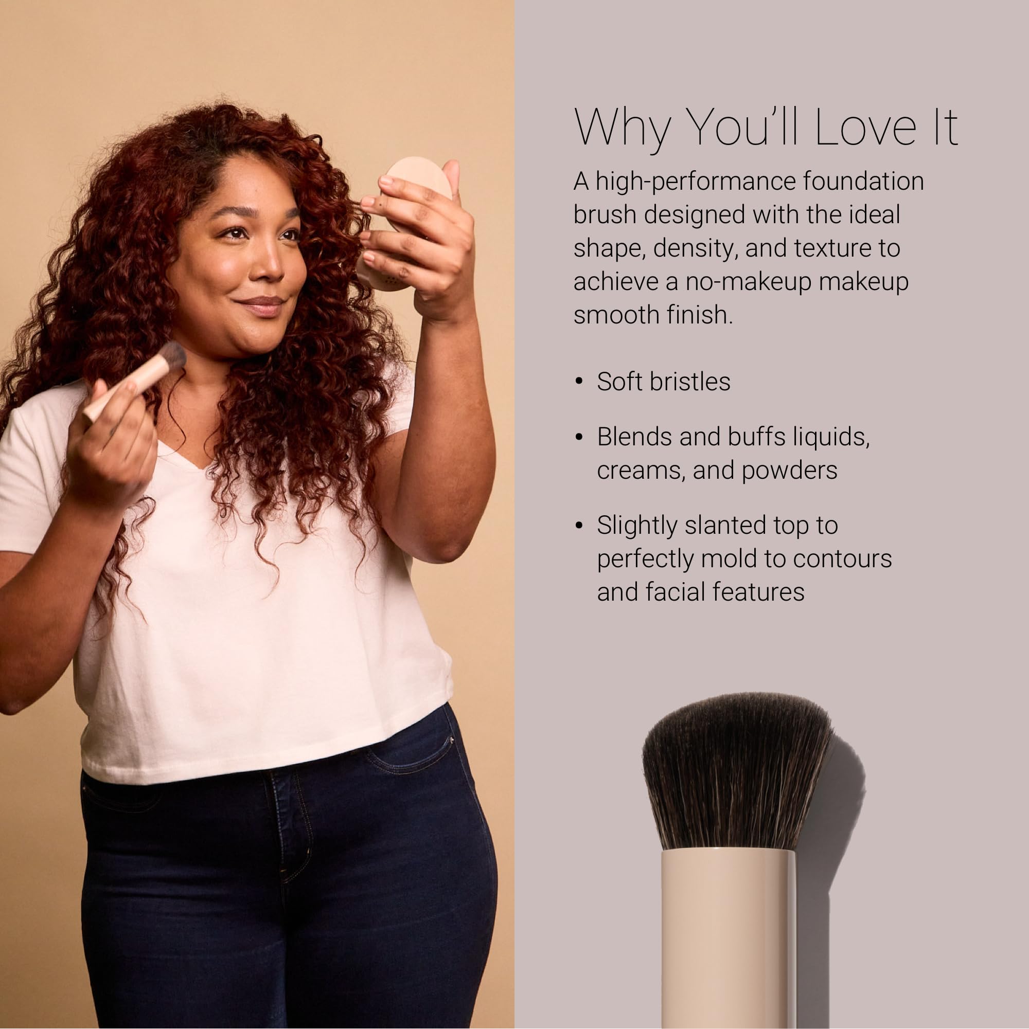No Makeup Slanted Foundation Brush for Cream Liquid Powder Blending