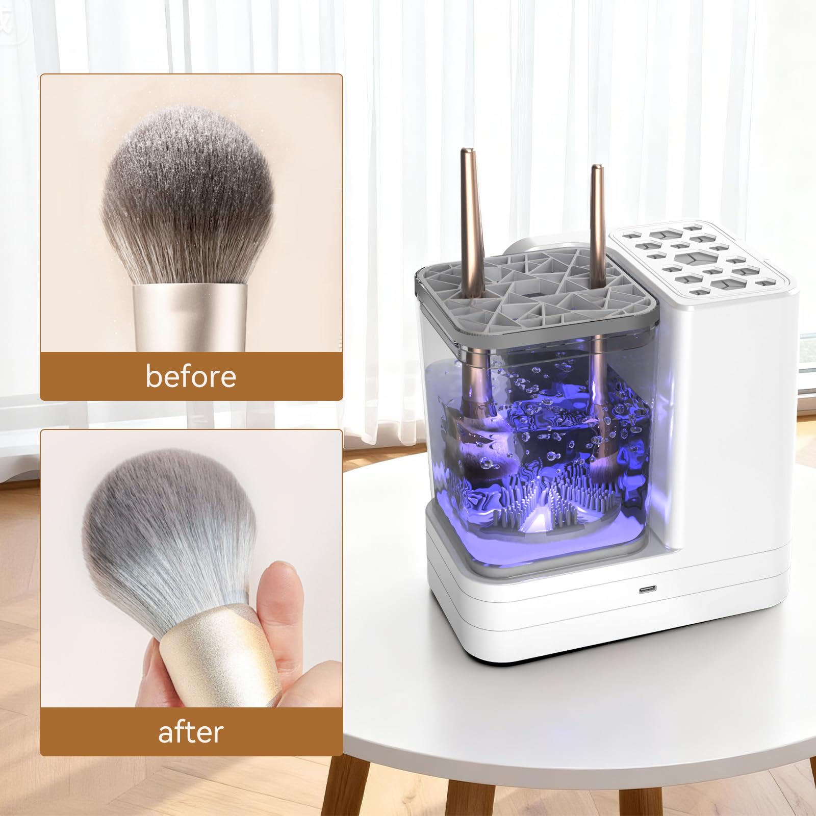 Electric Makeup Brush Cleaner with Dryer Holder USB Portable Tool