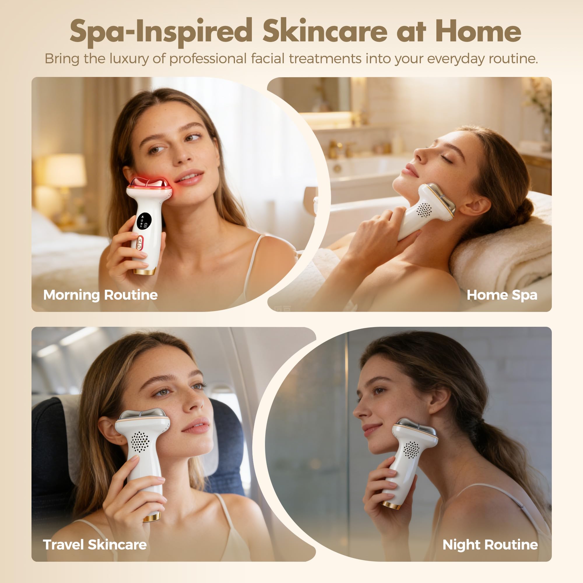 7 in 1 Red Light Face Neck Massager with Heat Cold Depuffing