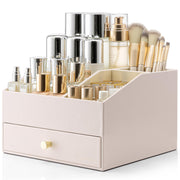 PU Leather Makeup Organizer with Drawers and Cosmetic Storage