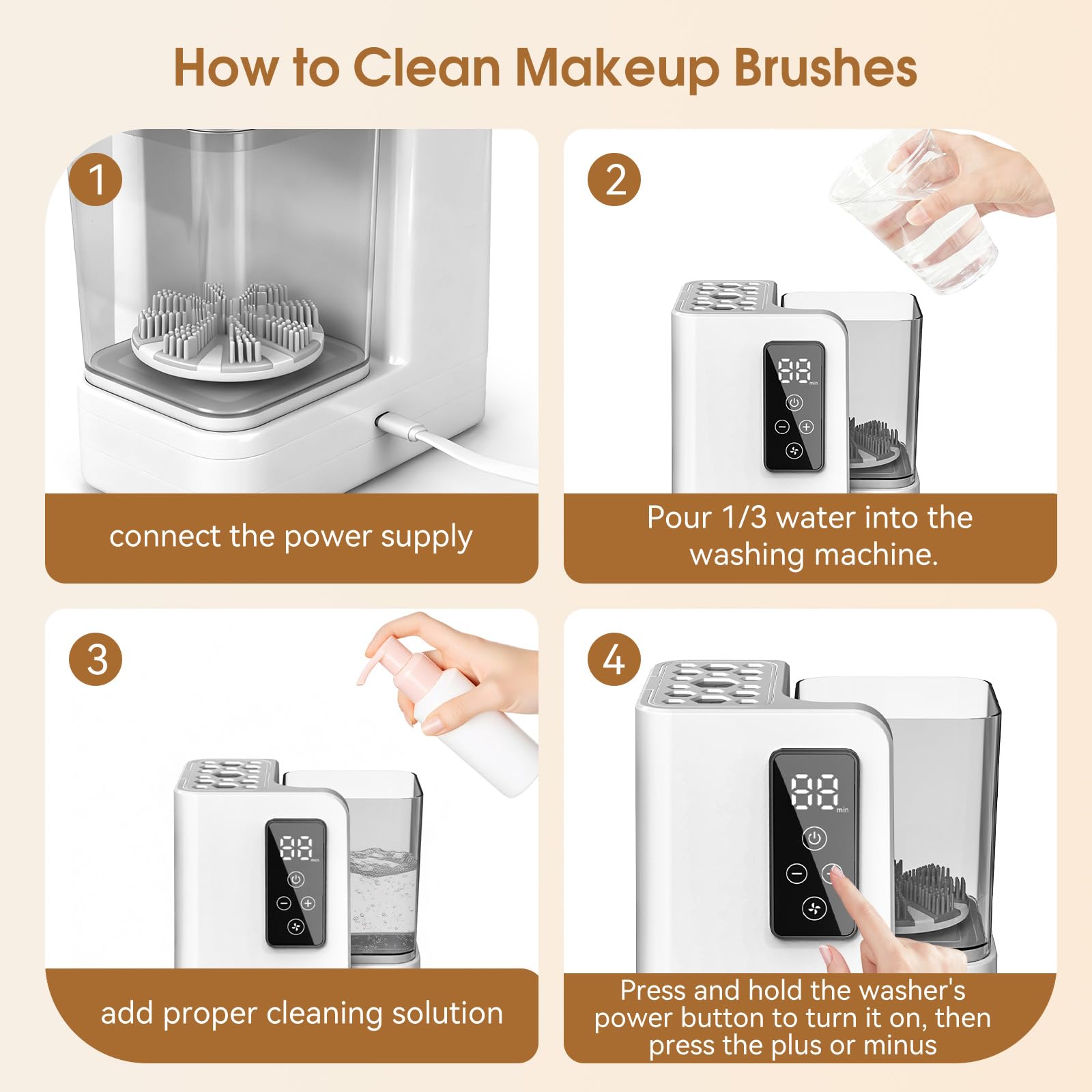 Electric Makeup Brush Cleaner with Dryer Holder USB Portable Tool
