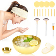 Gold Esthetician Facial Mask Mixing Set with Brushes and Sponges