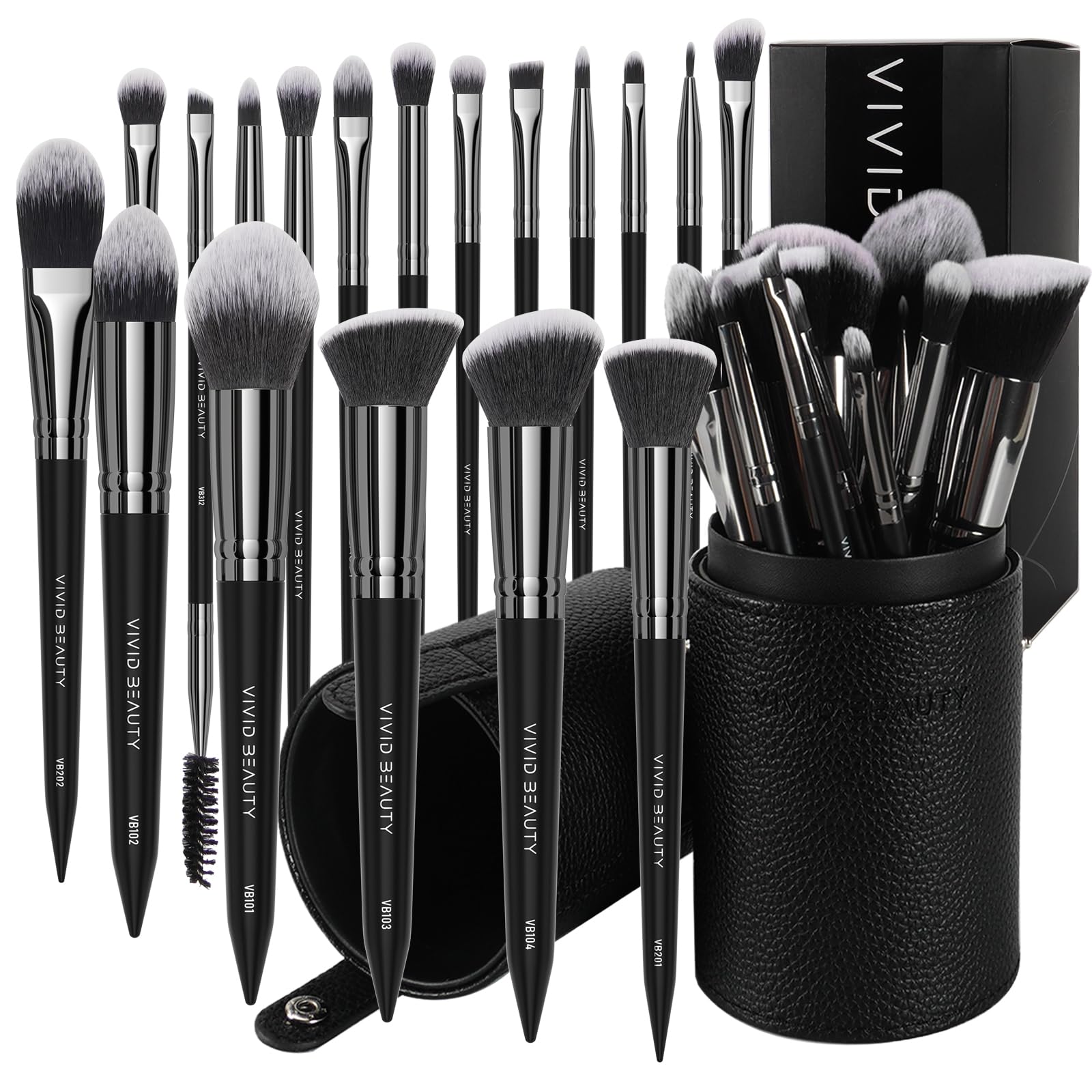 18 Piece Makeup Brush Set with Travel Holder Case