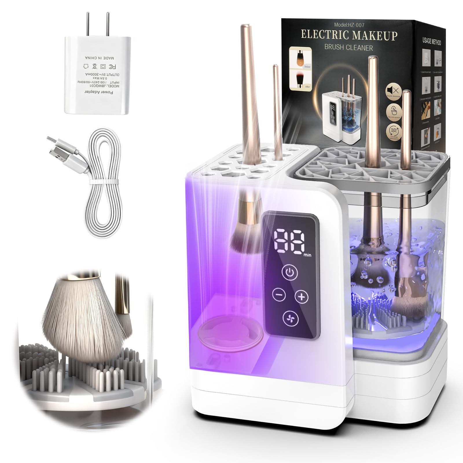 Electric Makeup Brush Cleaner with Dryer Holder USB Portable Tool