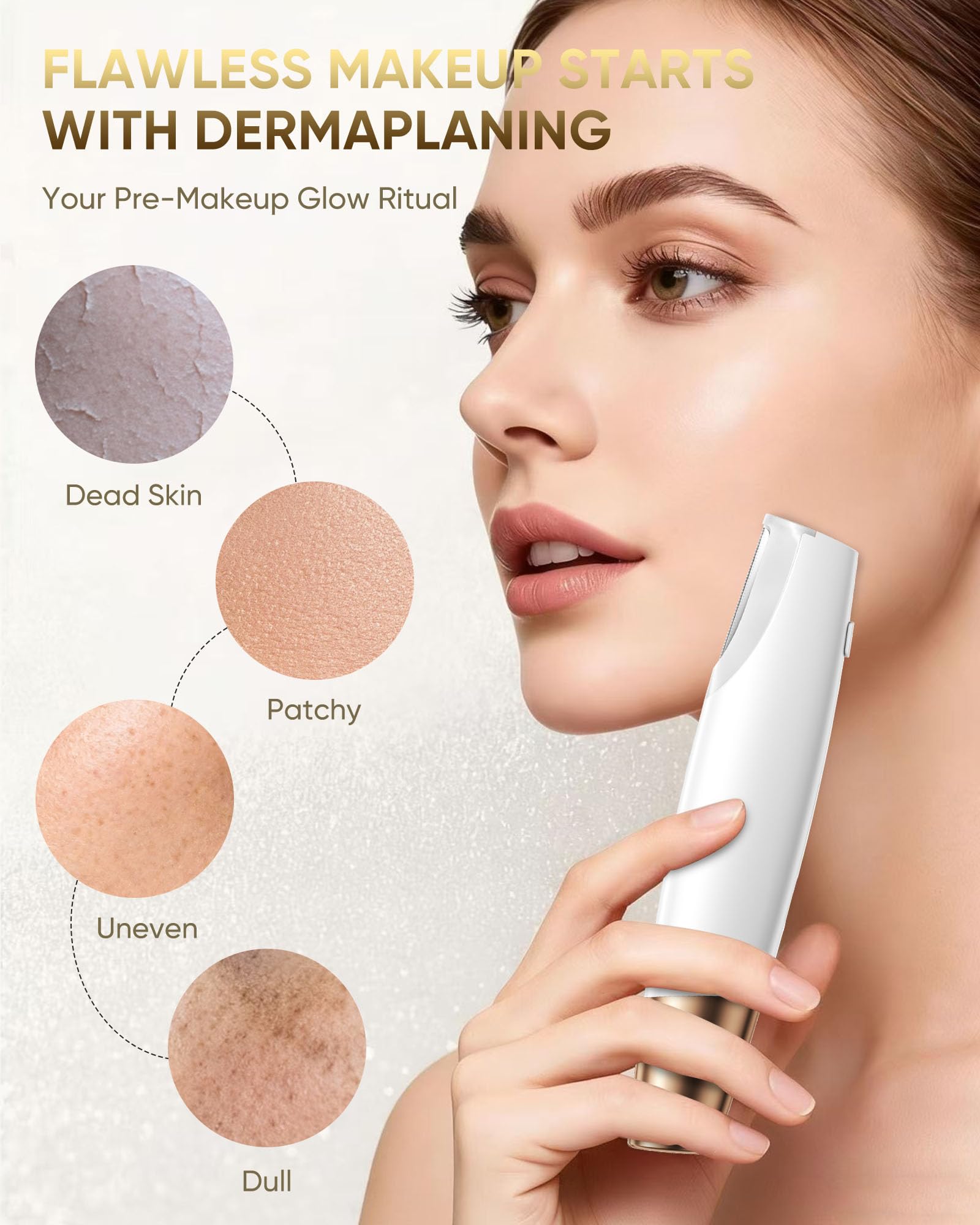 Electric Sonic Facial Dermaplaning Tool with LED Light and Blades