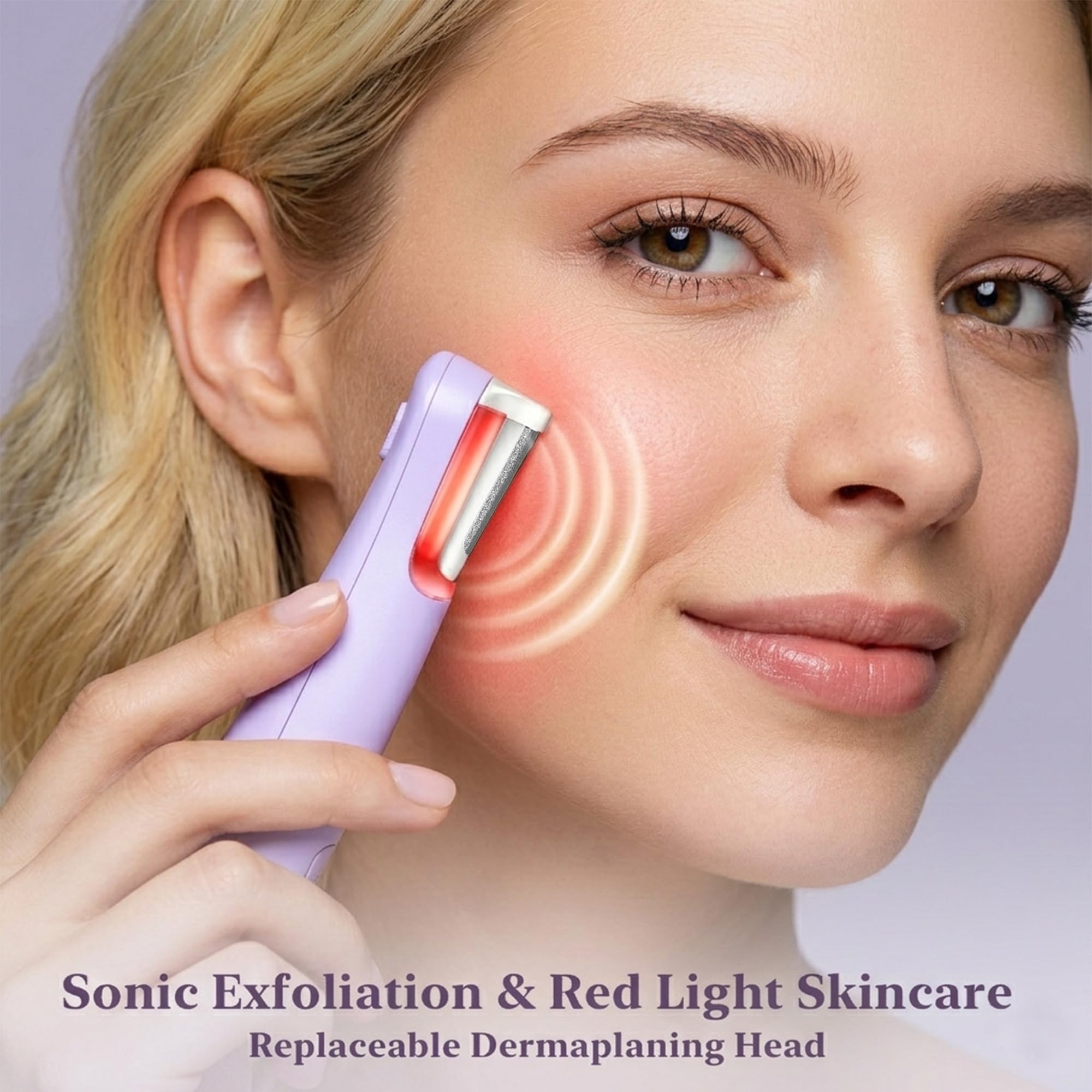 Rechargeable Sonic Facial Dermaplaning Tool with LED Light