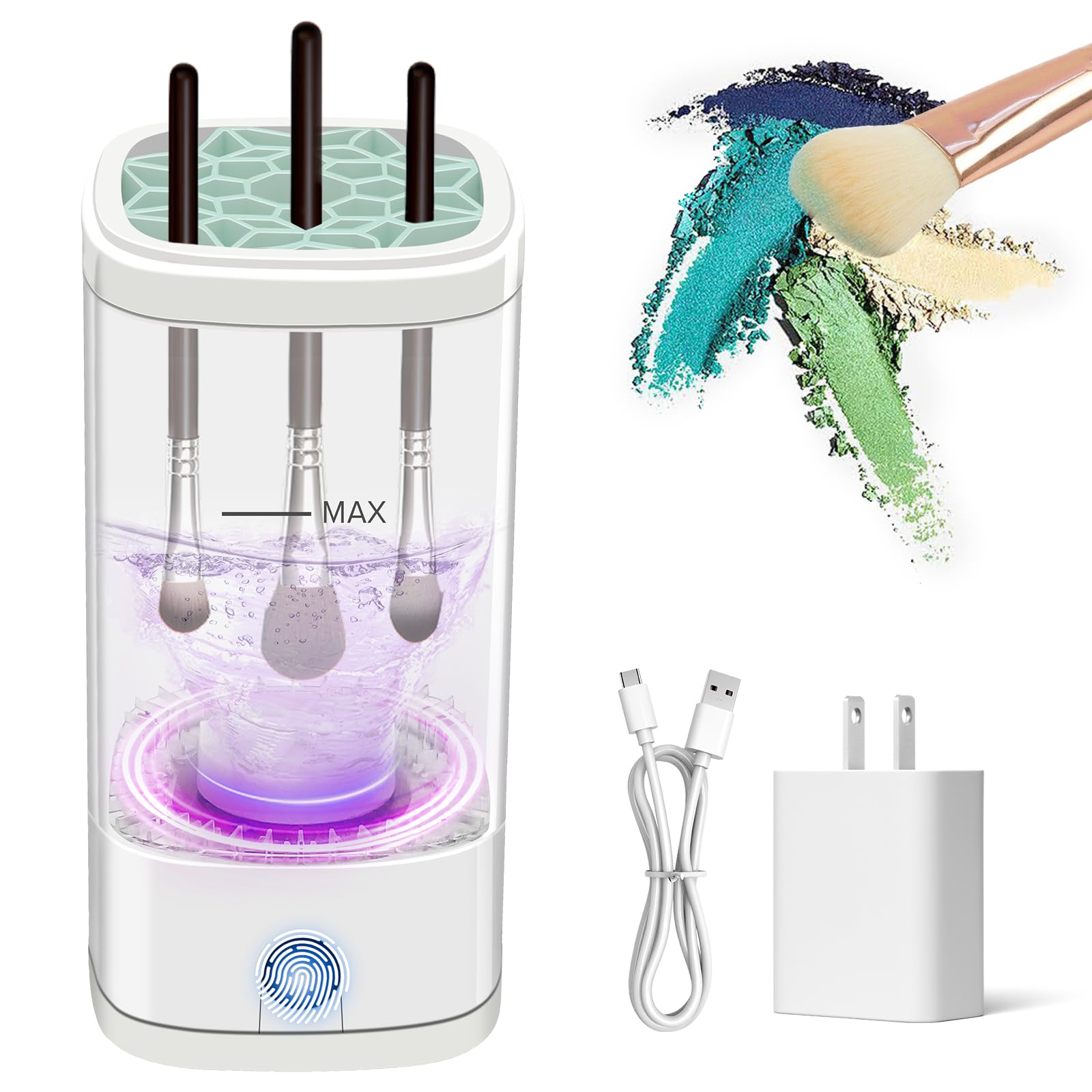 Electric Makeup Brush Cleaner Machine with Dryer Holder Type C Charging