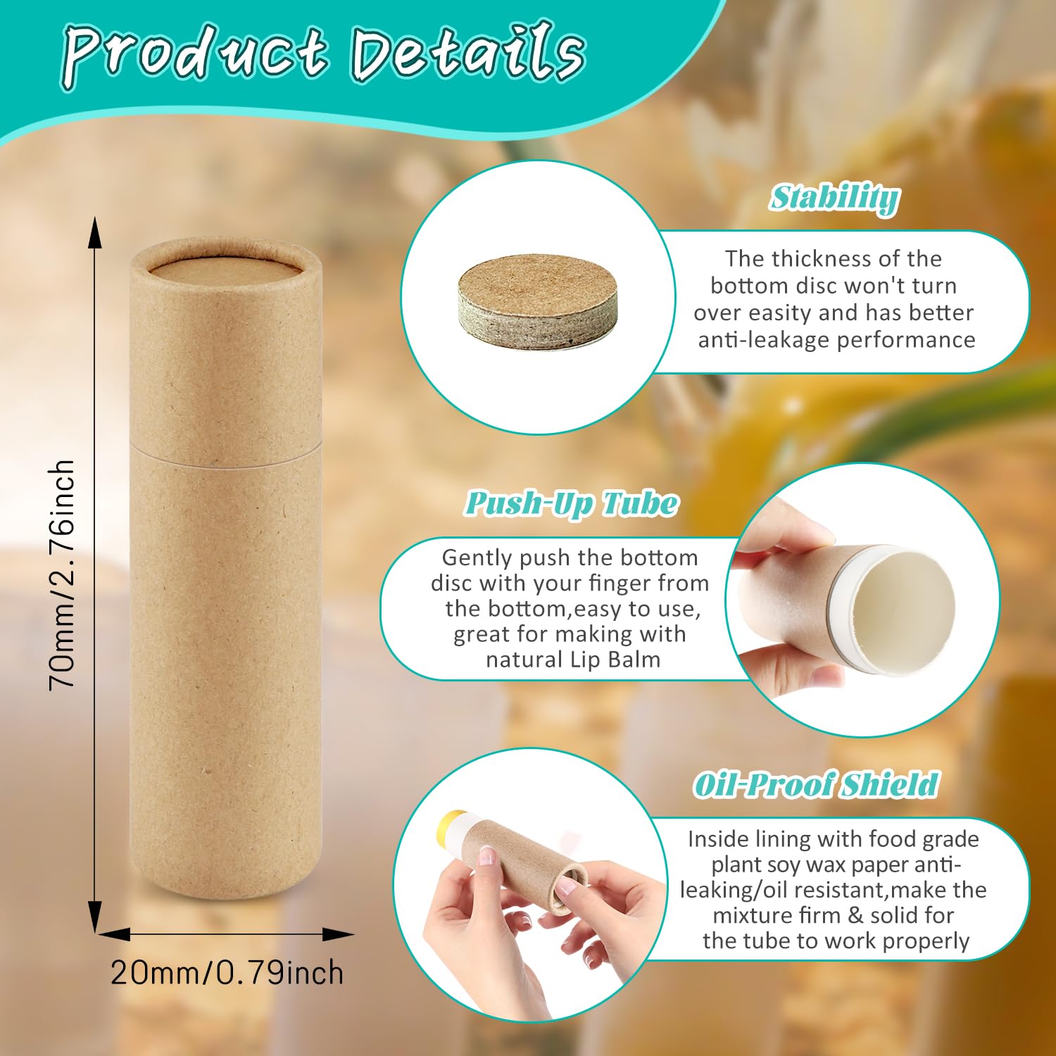 Biodegradable Kraft Paper Lip Balm Tubes for Balm and Solid Perfume