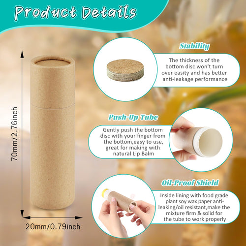 Biodegradable Kraft Paper Lip Balm Tubes for Balm and Solid Perfume