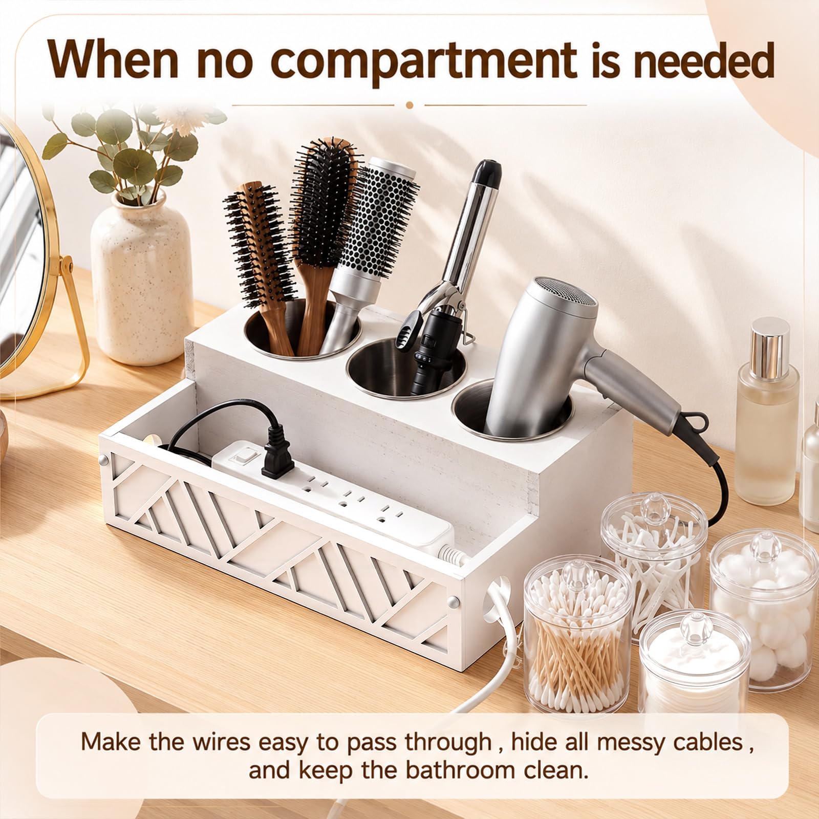 Expandable Hair Tool Organizer with Acrylic Holder Storage