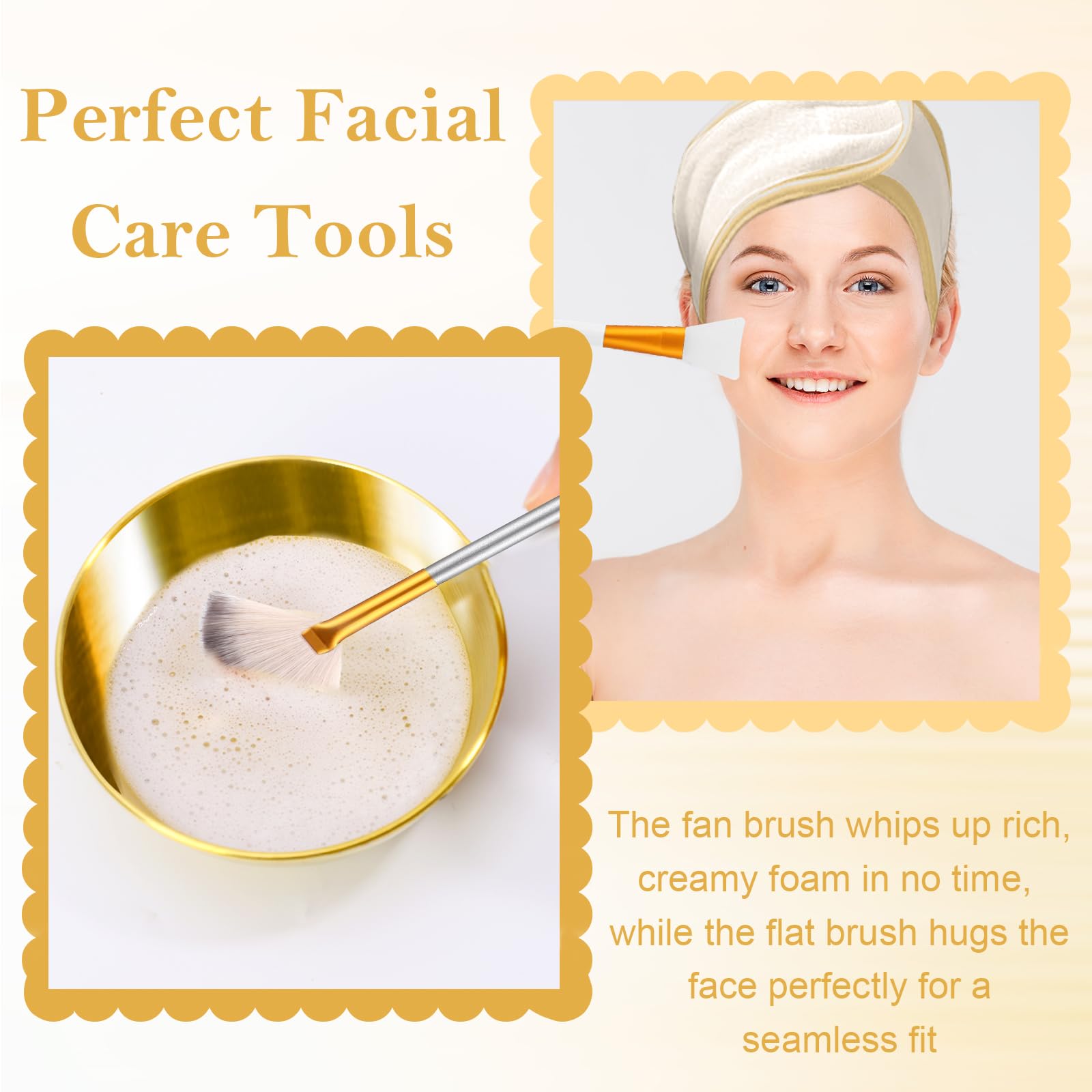 Gold Esthetician Facial Mask Mixing Set with Brushes and Sponges