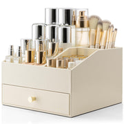 PU Leather Makeup Organizer with Drawers and Cosmetic Storage