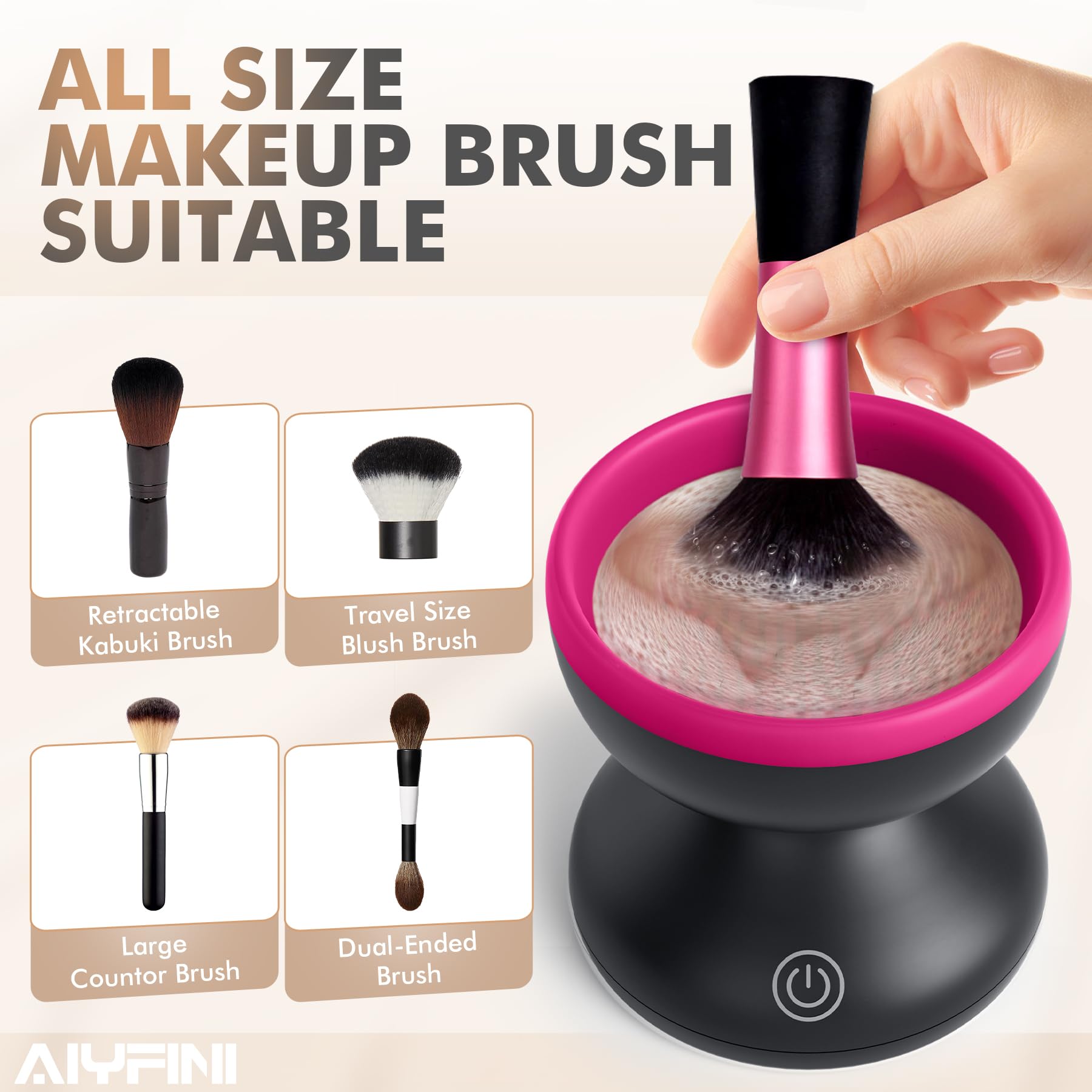 Electric Makeup Brush Cleaner Machine with Portable Spinning Washer