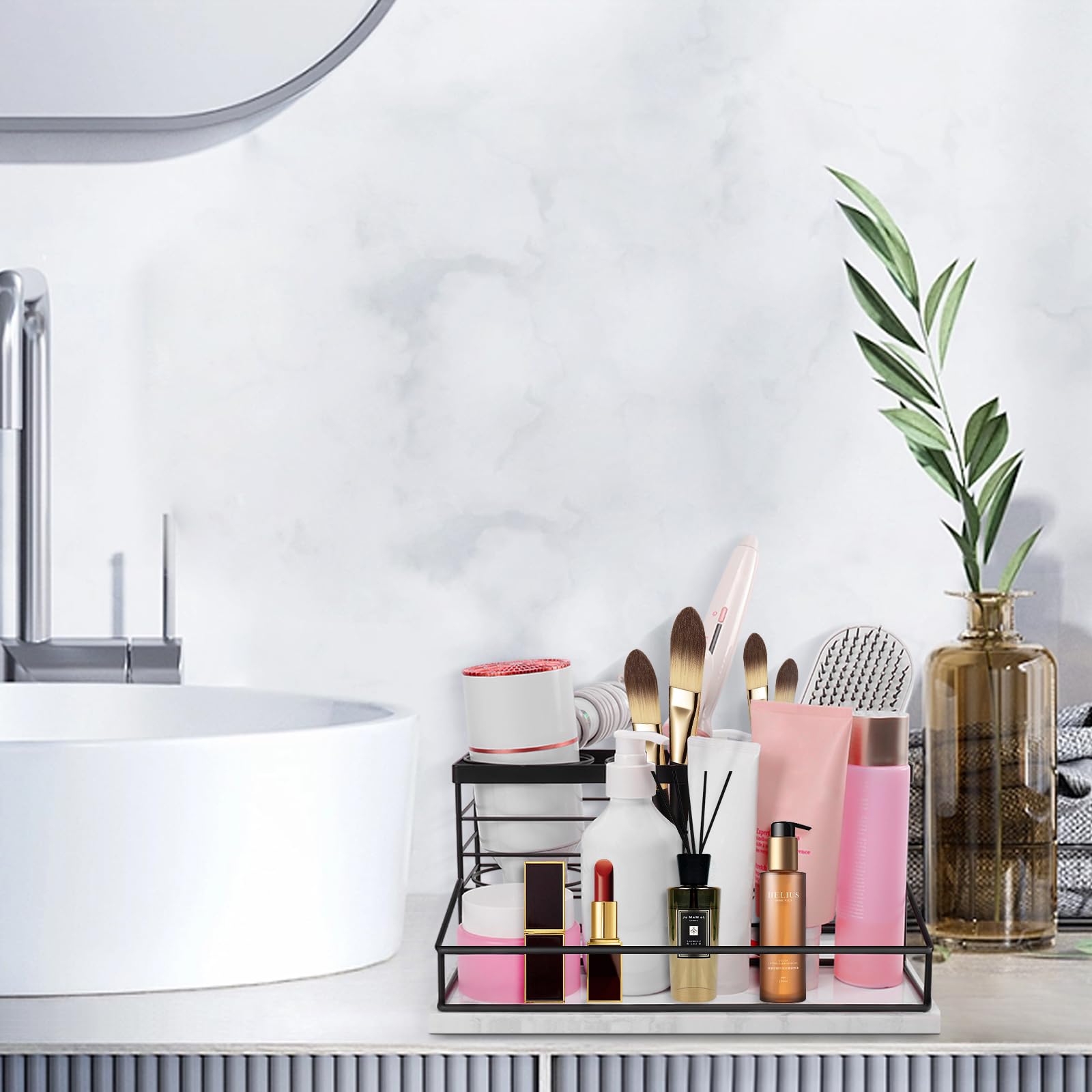 Movable Hair Tool Organizer with Dryer Holder Storage