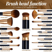 Travel Makeup Brush Set with Kabuki Powder Eyeshadow Foundation Brushes