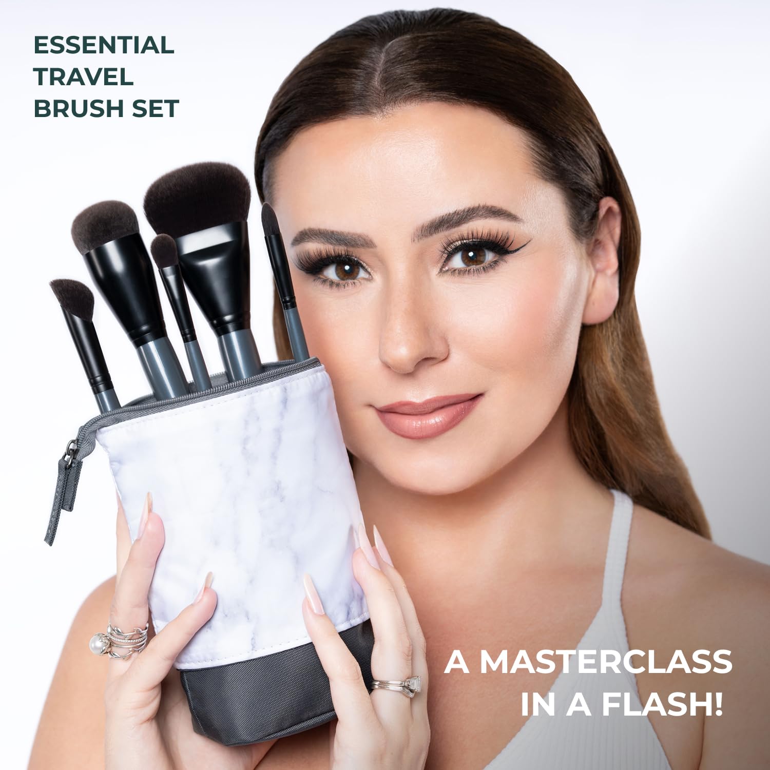 5 Piece Makeup Brush Set with Travel Case